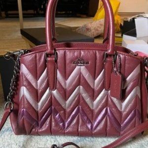 New COACH F37872 Mini Sage Carryall With Quilting Multi/Wine ANTIQUE NICKEL